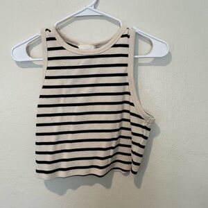 H&M Black and Cream Striped Tank Top